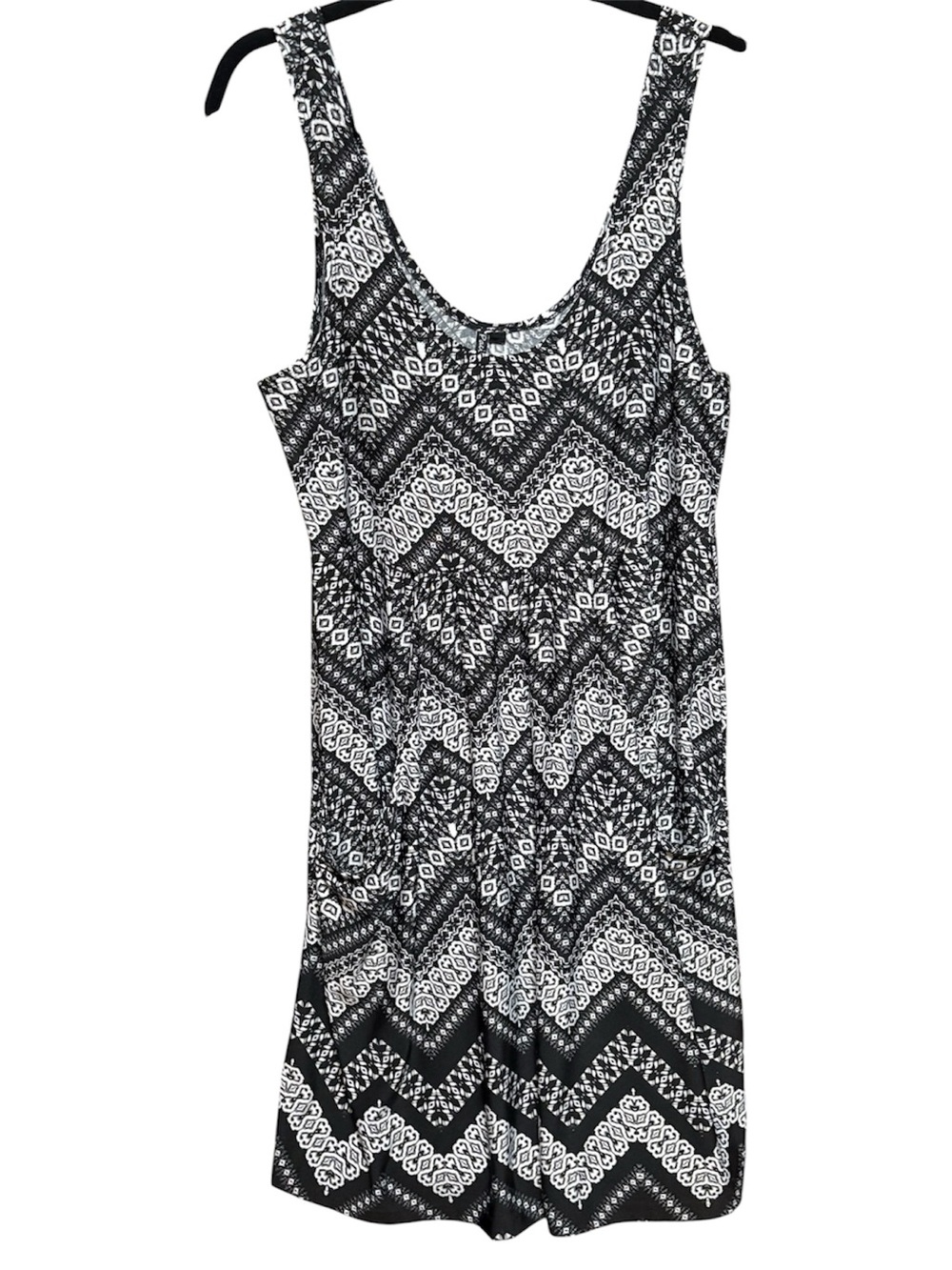 Pacific Beach Resort Wear Black & White Chevron Print Tank Dress L